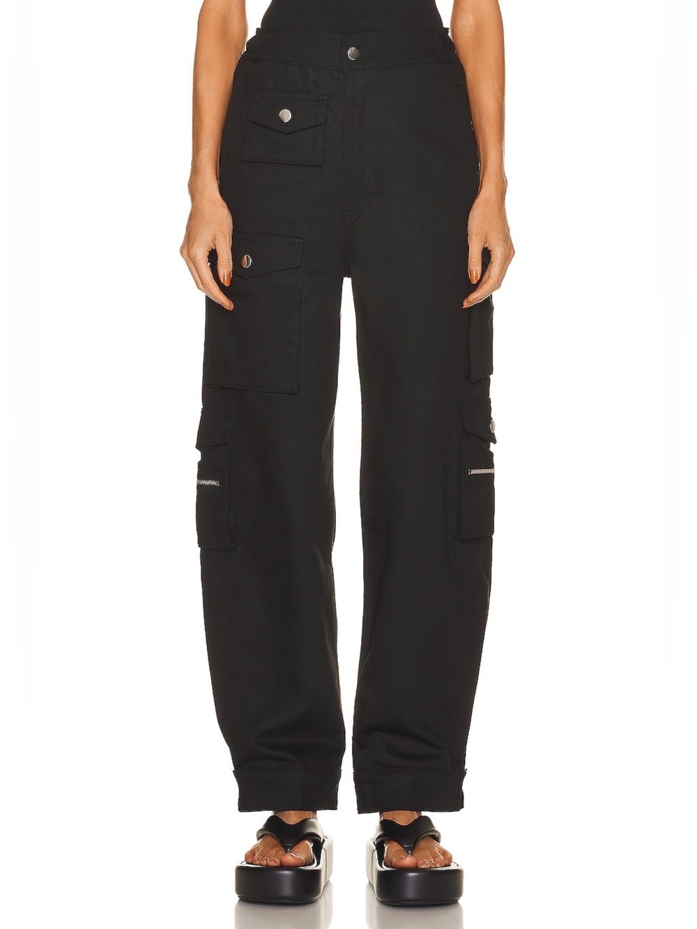 EB Denim Black Cargo Pants with Multiple Flap Pockets